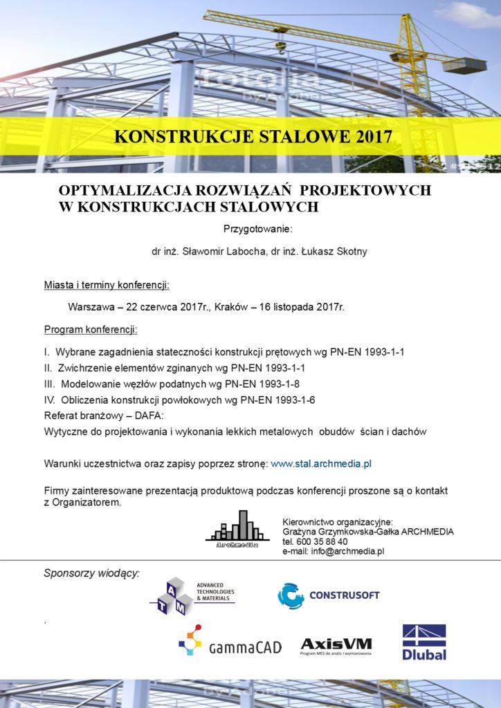 Zaproszenie Konstrukcje stalowe 2017 na ulotkę